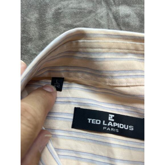 Ted Lapidus French Linen Button Dress Shirt Long Sleeve stripe 42-42 large - Picture 5 of 7